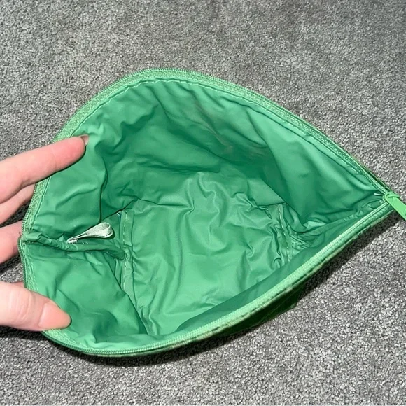 VTG Christian Dior 90’s Green Houndstooth Makeup Bag Cosmetic Case Pouch Clutch - Picture 6 of 10